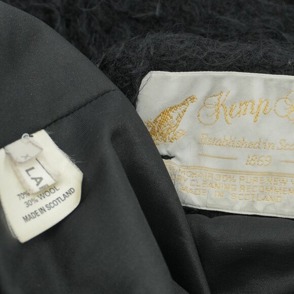 Vintage Shaggy MOHAIR SCOTTISH Wool Hooded Sweater Teddy Coat Size Large - Picture 3 of 12